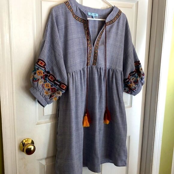 she + sky prairiecore prairie dress with embroidery and tassels Women’s M - Picture 9 of 13